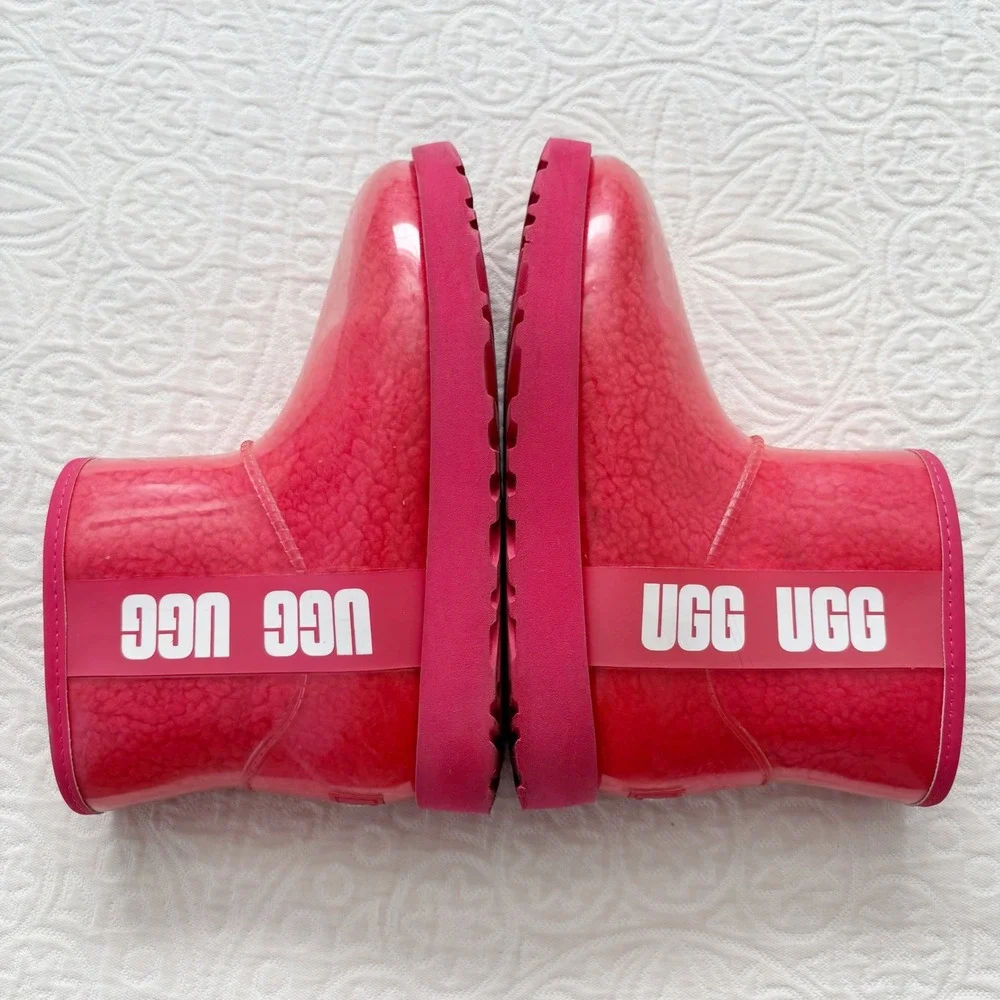 UGG Classic Clear Waterproof Mini Boot, Hibiscus Pink‎ Sz 6